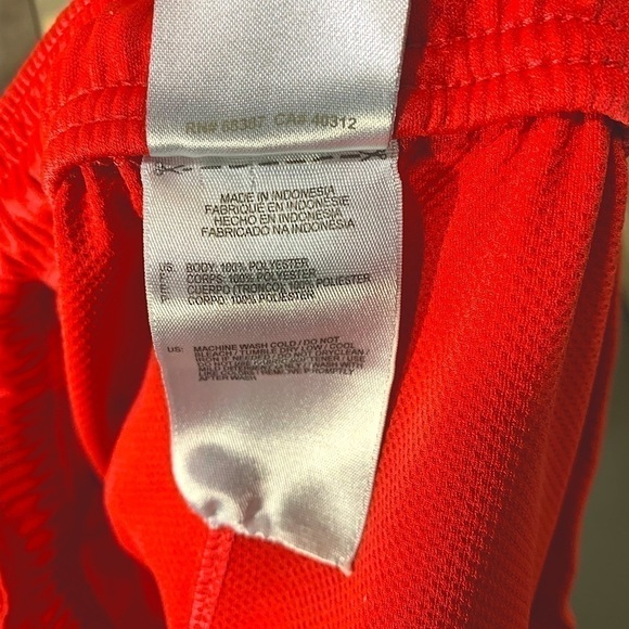ADIDAS 3 Stripes Running Athletics Shorts Coral Red Elastic Drawstrings waist M - Picture 11 of 12